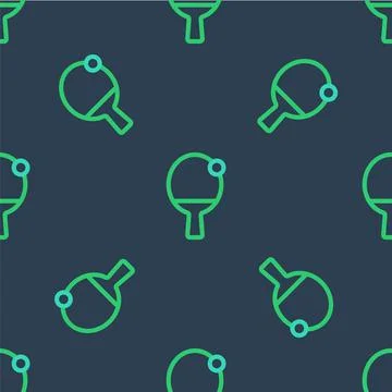 Line Racket for playing table tennis icon isolated seamless pattern on blue Stock Illustration