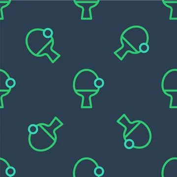 Line Racket for playing table tennis icon isolated seamless pattern on blue Stock Illustration