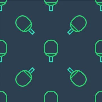 Line Racket for playing table tennis icon isolated seamless pattern on blue Stock Illustration