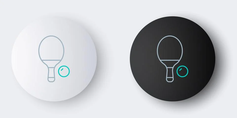 Line Racket for playing table tennis icon isolated on grey background. Colo.. Stock Illustration