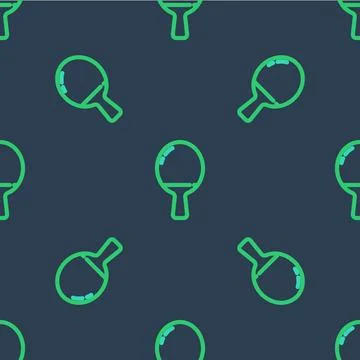 Line Racket for playing table tennis icon isolated seamless pattern on blue.. Stock Illustration