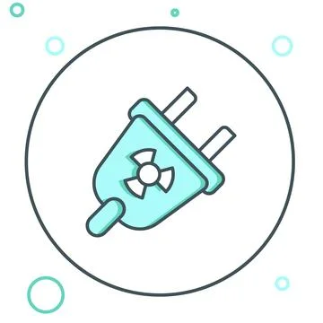 Line Radiation electrical plug icon isolated on white background. Nuclear e.. Stock Illustration
