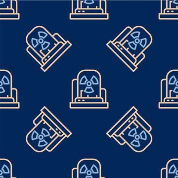 Line Radioactive warning lamp icon isolated seamless pattern on blue background イラスト素材