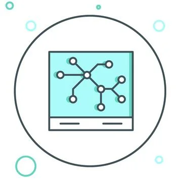 Line Railway map icon isolated on white background. Colorful outline concep.. Stockillustratie