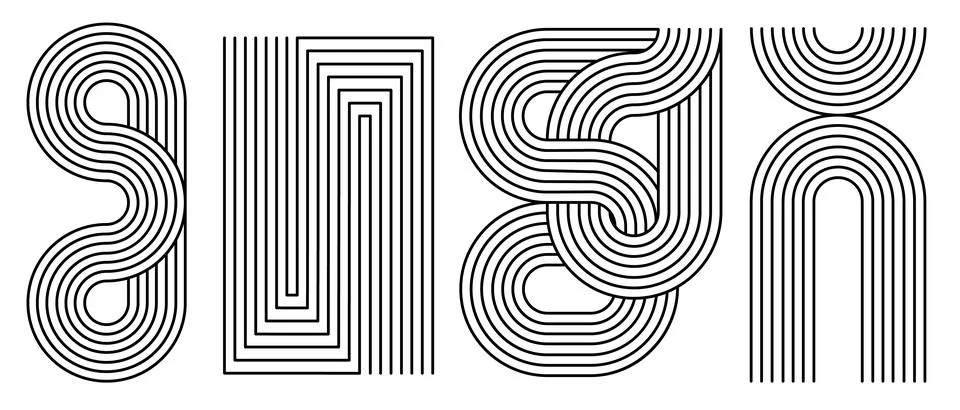 Line rainbow arch geometric patterns Illustrazione stock