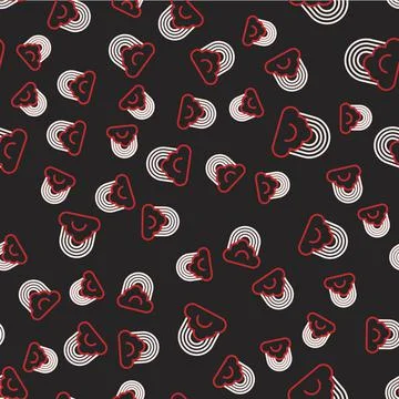Line Rainbow with cloud icon isolated seamless pattern on black background Stock Illustration