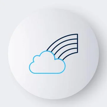 Line Rainbow with cloud icon isolated on white background. Happy Saint Patric Stock Illustration