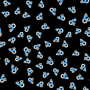 Line Rainbow with clouds and sun icon isolated seamless pattern on black back Stock Illustration