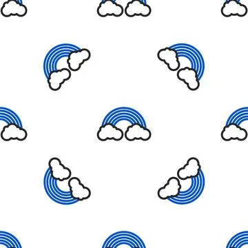 Line Rainbow with clouds icon isolated seamless pattern on white background Stock Illustration