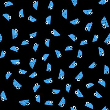 Line Rainbow with clouds icon isolated seamless pattern on black background Stock Illustration