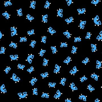 Line Rainbow with clouds icon isolated seamless pattern on black background Stock Illustration