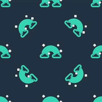 Line Rainbow with clouds icon isolated seamless pattern on black background 스톡 일러스트