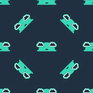 Line Rainbow with clouds icon isolated seamless pattern on black background Stock Illustration