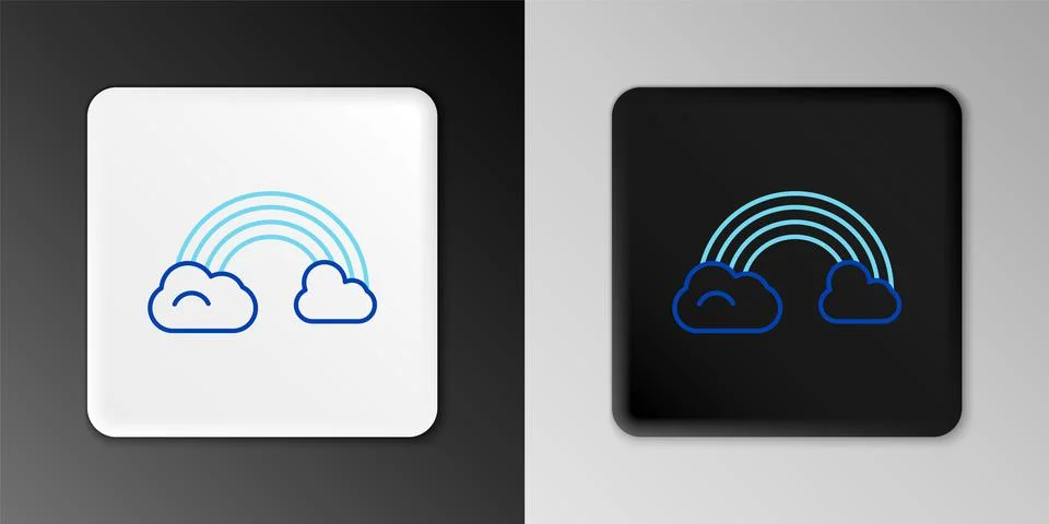 Line Rainbow with clouds icon isolated on grey background. Colorful outline c Stock Illustration