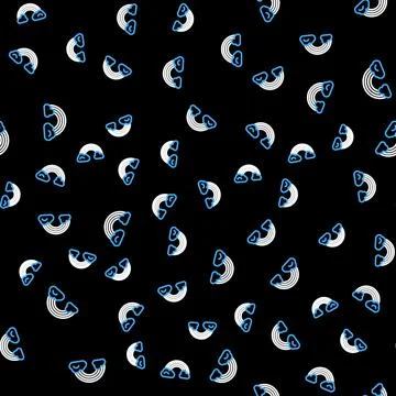 Line Rainbow with clouds icon isolated seamless pattern on black background Stock Illustration