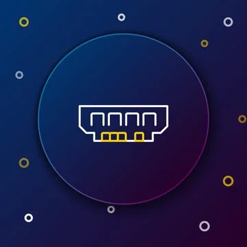 Line RAM, random access memory icon isolated on blue background. Colorful Stock Illustration