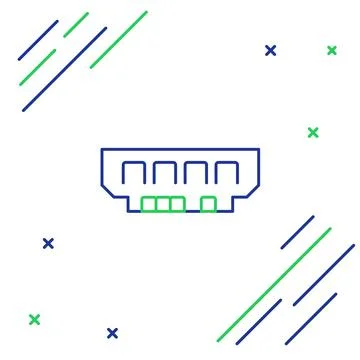 Line RAM, random access memory icon isolated on white background. Colorful Stock Illustration