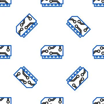 Line RAM, random access memory icon isolated seamless pattern on white Stock Illustration