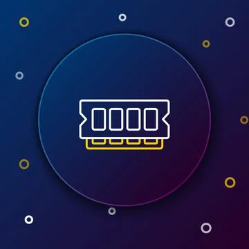 Line RAM, random access memory icon isolated on blue background. Colorful Stock Illustration