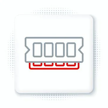 Line RAM, random access memory icon isolated on white background. Colorful Stock Illustration
