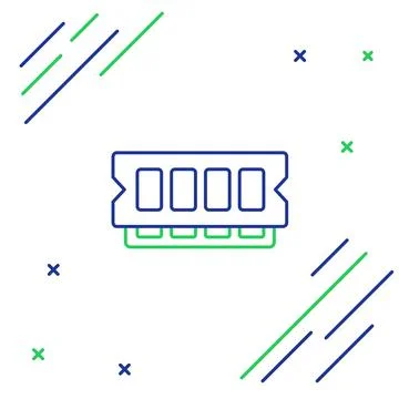 Line RAM, random access memory icon isolated on white background. Colorful Stock Illustration