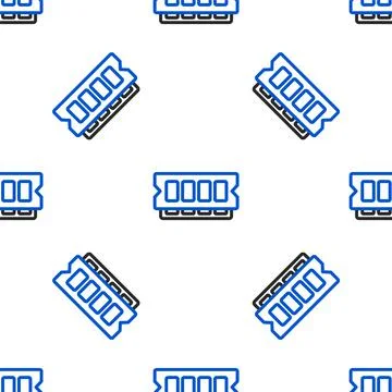 Line RAM, random access memory icon isolated seamless pattern on white Stock-Illustration