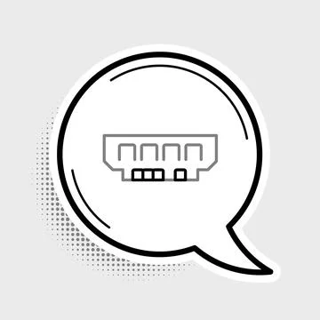 Line RAM, random access memory icon isolated on grey background. Colorful Stock Illustration