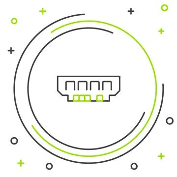 Line RAM, random access memory icon isolated on white background. Colorful Illustrazione stock