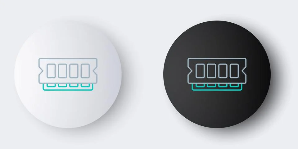 Line RAM, random access memory icon isolated on grey background. Colorful Stock-Illustration