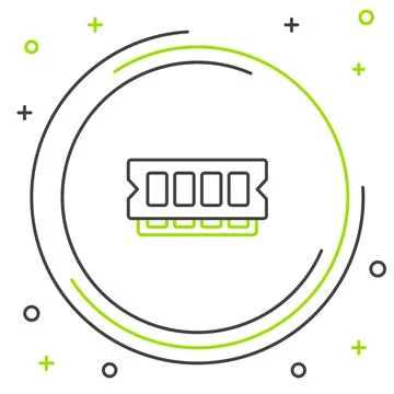 Line RAM, random access memory icon isolated on white background. Colorful ou イラスト素材