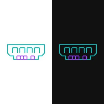 Line RAM, random access memory icon isolated on white and black background... イラスト素材