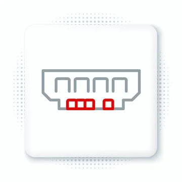 Line RAM, random access memory icon isolated on white background. Colorful .. Stock Illustration