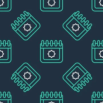 Line Ramadan calendar icon isolated seamless pattern on black background. R.. Stock Illustration