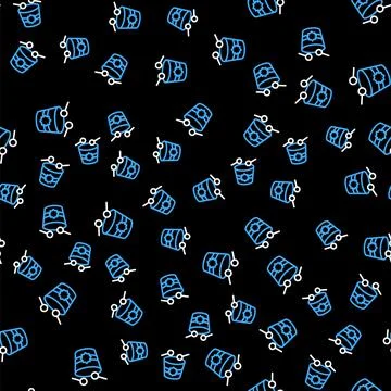 Line Ramadan drum icon isolated seamless pattern on black background.  Vector Stock Illustration
