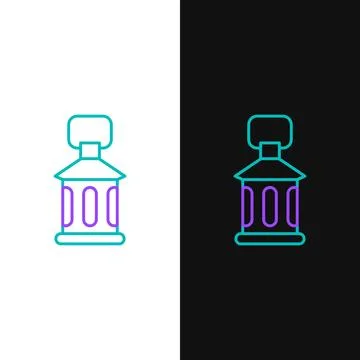 Line Ramadan Kareem lantern icon isolated on white and black background. Co.. Stock Illustration
