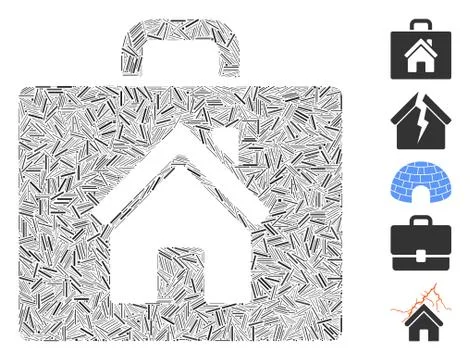 Line Realty Case Icon Vector Collage Ilustração Stock