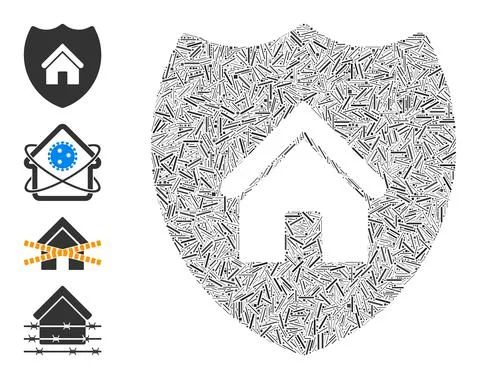 Line Realty Insurance Icon Vector Collage Ilustração Stock