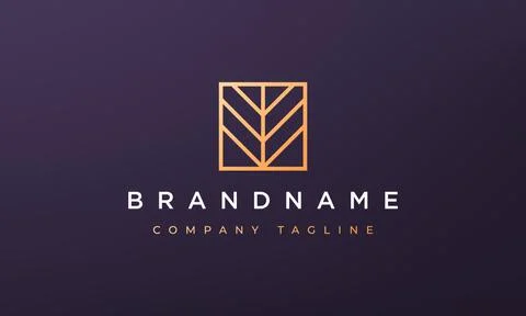 Line rectangle geometry logo concept in a line art style Stock Illustration