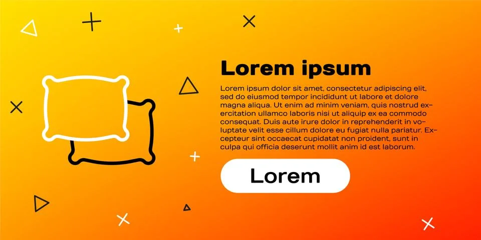 Line Rectangular pillow icon isolated on yellow background. Cushion sign Stockillustratie