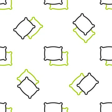Line Rectangular pillow icon isolated seamless pattern on white background Illustrazione stock