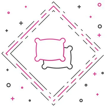 Line Rectangular pillow icon isolated on white background. Cushion sign Illustrazione stock