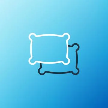 Line Rectangular pillow icon isolated on blue background. Cushion sign. Colorful Stockillustratie