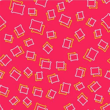 Line Rectangular pillow icon isolated seamless pattern on red background Illustrazione stock