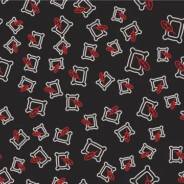 Line Rectangular pillow icon isolated seamless pattern on black background Illustrazione stock