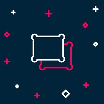 Line Rectangular pillow icon isolated on blue background. Cushion sign. Colorful 스톡 일러스트