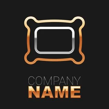 Line Rectangular pillow icon isolated on black background. Cushion sign 库存插图