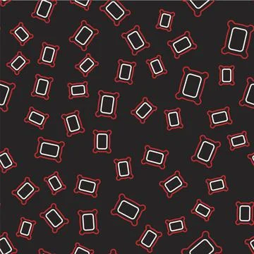 Line Rectangular pillow icon isolated seamless pattern on black background Illustrazione stock