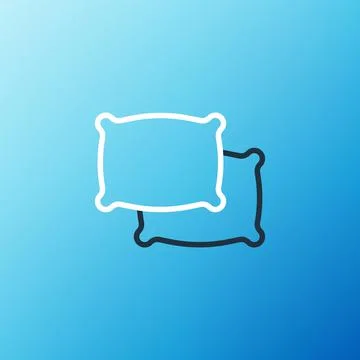Line Rectangular pillow icon isolated on blue background. Cushion sign. Colorful 库存插图