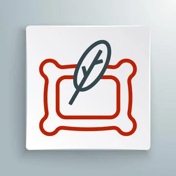 Line Rectangular pillow icon isolated on white background. Cushion sign. Orth イラスト素材