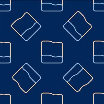 Line Rectangular pillow icon isolated seamless pattern on blue background. Cu Illustrazione stock